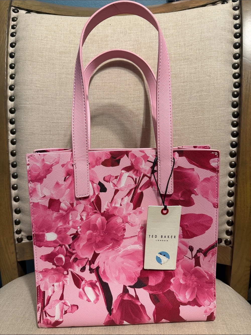 NWT Ted Baker Pink Floral Small Structured Tote